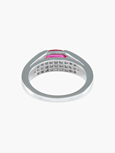 Bague 51.5 BAGUE OR GRIS RUBIS ET DIAMANTS 58 Facettes 419 00086