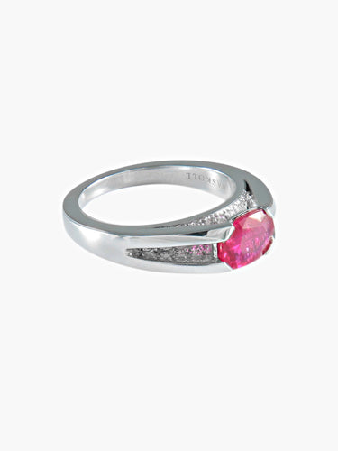 Bague 51.5 BAGUE OR GRIS RUBIS ET DIAMANTS 58 Facettes 419 00086