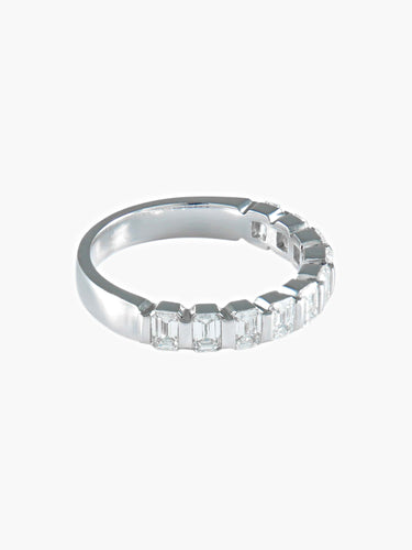 Bague 55.5 ALLIANCE DEMI TOUR DIAMANTS OR BLANC 58 Facettes 404 50034