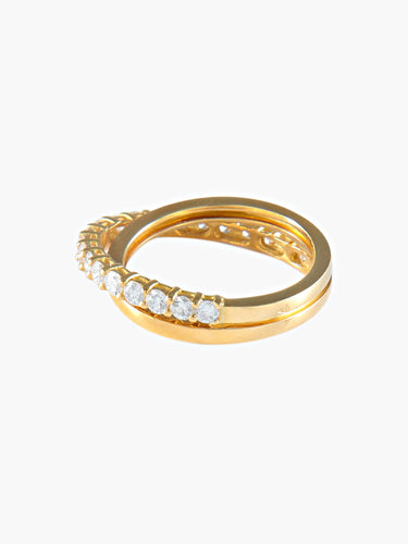 Bague 54 ALLIANCE DEMI TOUR DIAMANTS OR JAUNE 58 Facettes 402 50014