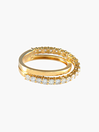 Bague 54 ALLIANCE DEMI TOUR DIAMANTS OR JAUNE 58 Facettes 402 50014