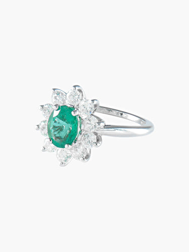 Bague 51 BAGUE MARGUERITE EMERAUDE DIAMANTS 58 Facettes 427 00010