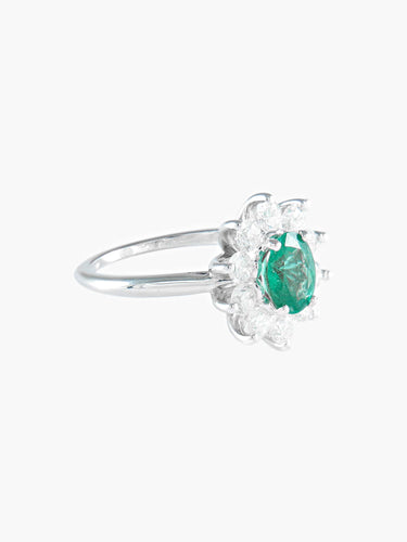 Bague 51 BAGUE MARGUERITE EMERAUDE DIAMANTS 58 Facettes 427 00010