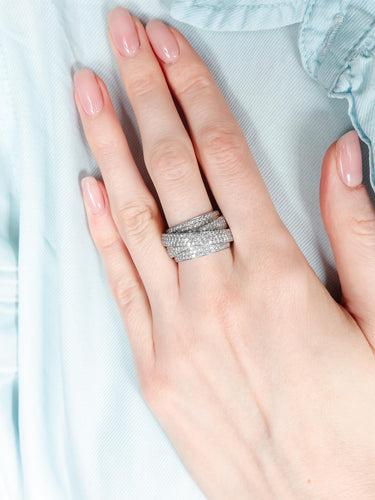 Bague 53 BAGUE PAVAGE DIAMANTS MULTI CROISE 58 Facettes 413 50022