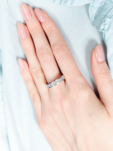 Bague 56 ALLIANCE DEMI TOUR DIAMANTS OR BLANC 58 Facettes 404 50039