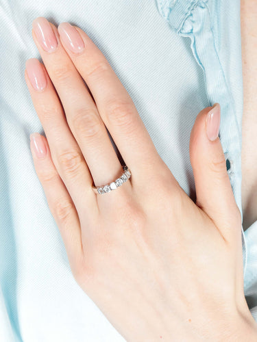 Bague 55.5 ALLIANCE DEMI TOUR DIAMANTS OR BLANC 58 Facettes 404 50034