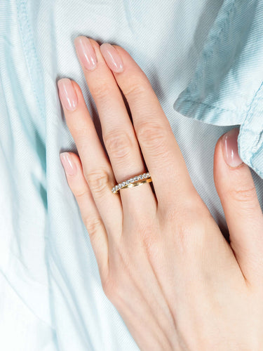 Bague 54 ALLIANCE DEMI TOUR DIAMANTS OR JAUNE 58 Facettes 402 50014