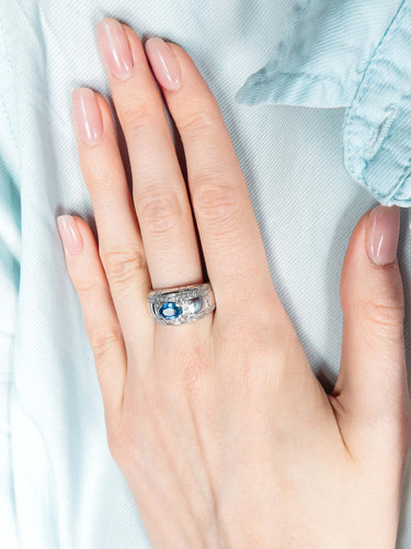 Bague 54 BAGUE SOLITAIRE SAPHIR OR GRIS 58 Facettes 418 00231