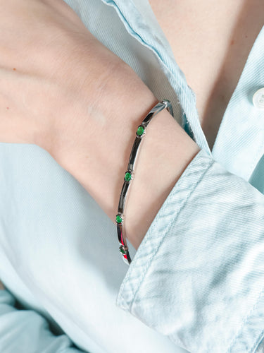 Bracelet BRACELET EMERAUDES OR GRIS 58 Facettes 437 00023