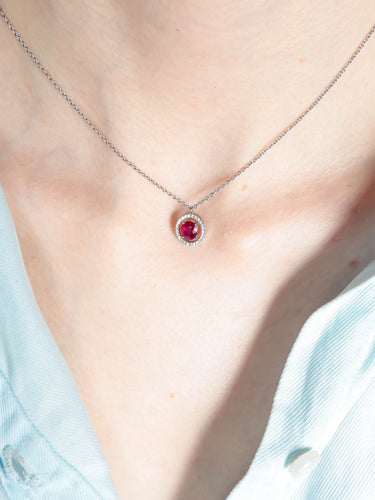 Collier CHAINE OR BLANC - PENDENTIF RUBIS/DIAMANTS 58 Facettes 449 50008