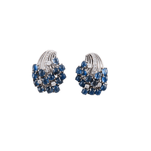 Boucles d'oreilles Clips d'oreilles Saphirs Diamants 58 Facettes 1
