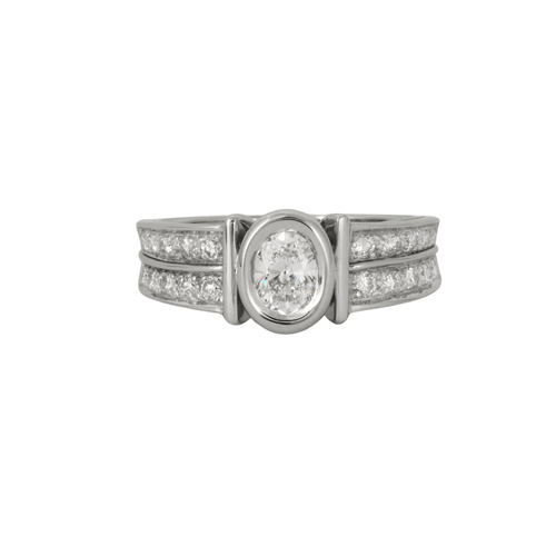Bague 55 FRED - Bague Solitaire Diamant ovale 58 Facettes