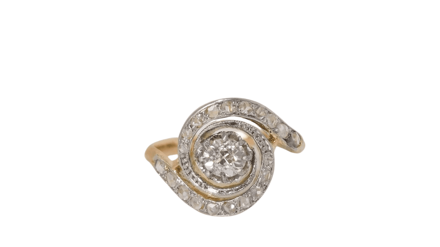 Bague Bague tourbillon en or bicolore et diamants 58 Facettes 31338