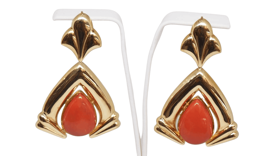 Boucles d'oreilles Boucles d'oreilles or jaune et corail 58 Facettes 29894