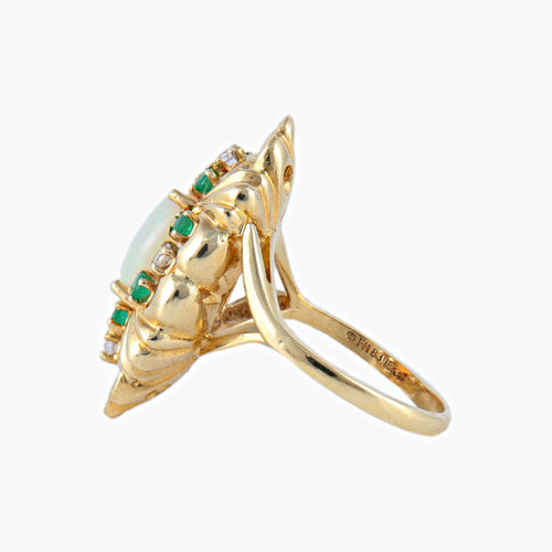 Bague 53 Bague Marquise Opale Emeraudes Diamants 58 Facettes