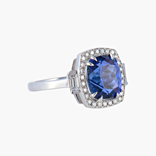 Bague 54 Bague Tanzanite entourage diamants 58 Facettes