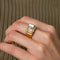 Bague 58.5 Bague Tank Platine Or jaune Diamants 58 Facettes HS20861
