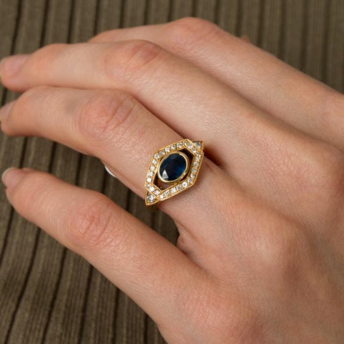 Bague Bague hexagonale Saphir Diamants 58 Facettes 1