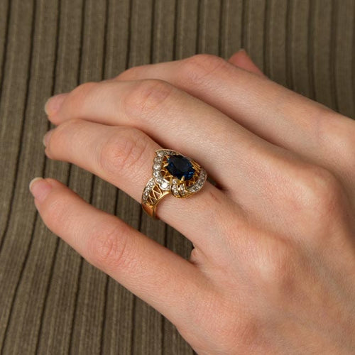 Bague Bague Flamme Saphir Diamants 58 Facettes 1