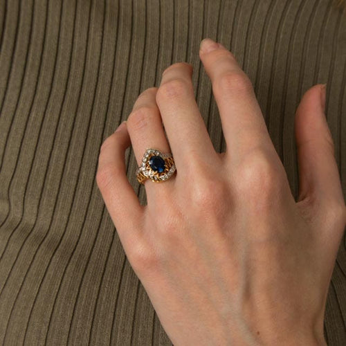 Bague Bague Flamme Saphir Diamants 58 Facettes 1