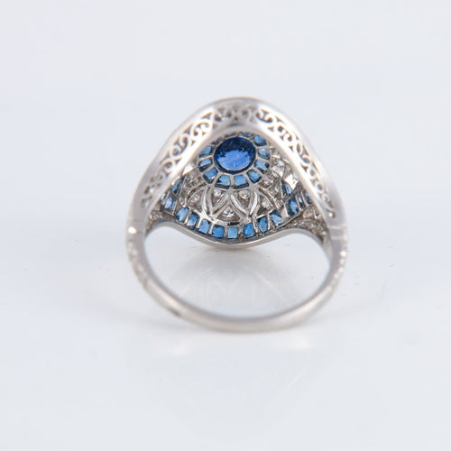 Bague 54 Bague style Art Déco Platine Saphirs Diamants 58 Facettes 1