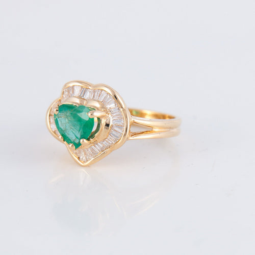 Bague 51.5 Bague Ballerine Coeur Emeraude Diamants 58 Facettes 1