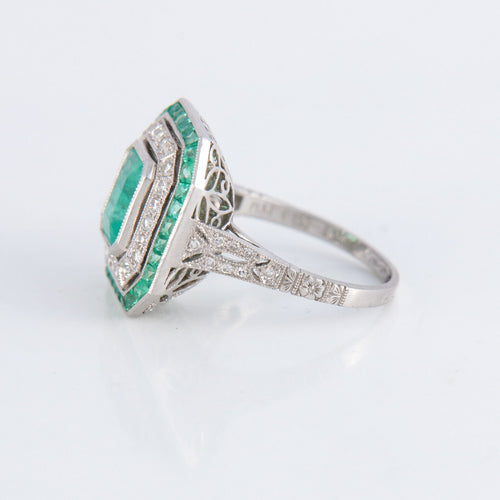 Bague 54 Bague Style Art Déco Emeraudes Diamants 58 Facettes 1