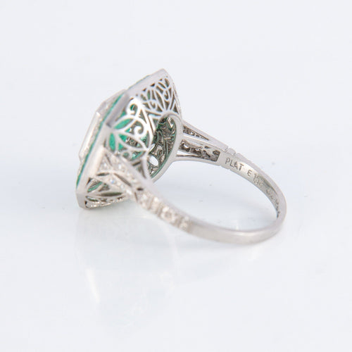 Bague 54 Bague Style Art Déco Emeraudes Diamants 58 Facettes 1