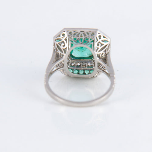 Bague 54 Bague Style Art Déco Emeraudes Diamants 58 Facettes 1