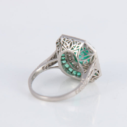 Bague 54 Bague Style Art Déco Emeraudes Diamants 58 Facettes 1