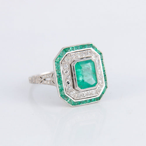 Bague 54 Bague Style Art Déco Emeraudes Diamants 58 Facettes 1