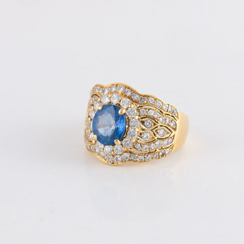 Bague Bague Vintage Saphir Diamants 58 Facettes 1