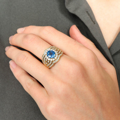 Bague Bague Vintage Saphir Diamants 58 Facettes 1