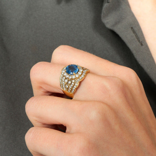 Bague Bague Vintage Saphir Diamants 58 Facettes 1