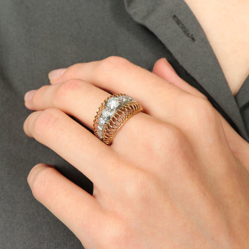 Bague 54 Bague ajourée bicolore Diamants 58 Facettes 1