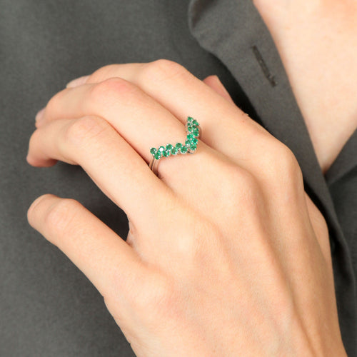 Bague 53 Bague V Emeraudes 58 Facettes 1