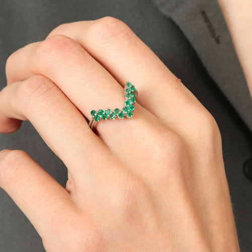 Bague 53 Bague V Emeraudes 58 Facettes 1