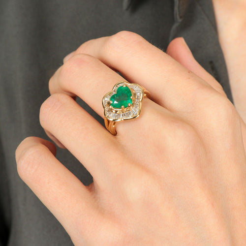 Bague 51.5 Bague Ballerine Coeur Emeraude Diamants 58 Facettes 1