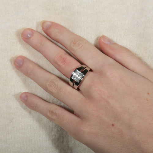 Bague 52 Bague Double or blanc Diamants 58 Facettes 8392