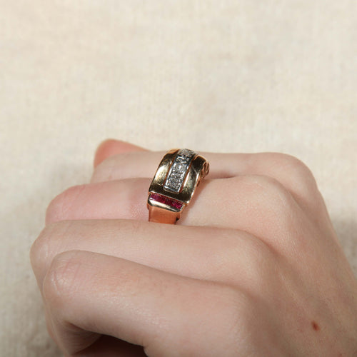 Bague 55 Bague Tank asymétrique 58 Facettes 8391