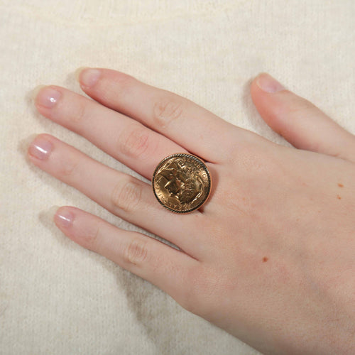 Bague 54 BAGUE PIÈCE 20 FRANCS NAPOLÉON 58 Facettes 8390