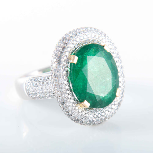 Bague BAGUE EMERAUDE PAVAGE DIAMANTS 58 Facettes