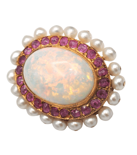 Broche Broche opale rubis perles or jaune 58 Facettes