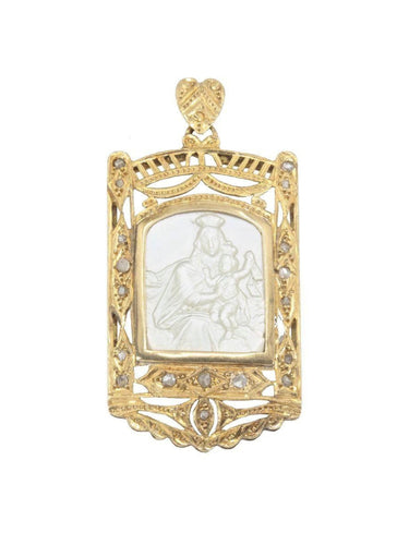 Pendentif MÉDAILLE VIERGE A L'ENFANT AU SCAPULAIRE ART-NOUVEAU 58 Facettes 039061
