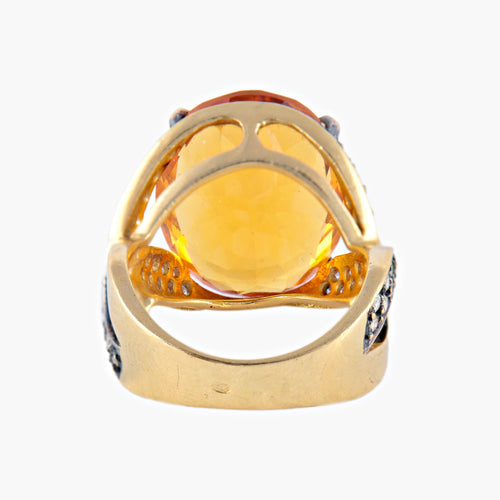 Bague 52 Bague Or jaune pierre orangée 58 Facettes