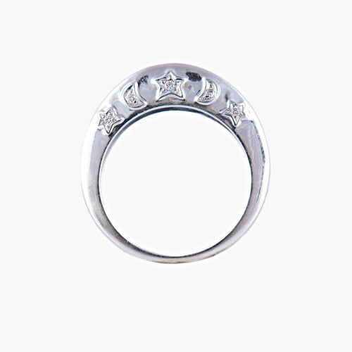 Bague 53 Bague Diamants Lune et Etoiles 58 Facettes