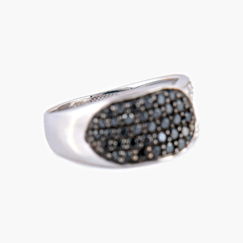 Bague 58 Bague Diamants noirs et blancs 58 Facettes