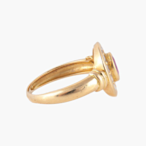 Bague 54 Bague Style Marguerite Rubis Diamants 58 Facettes