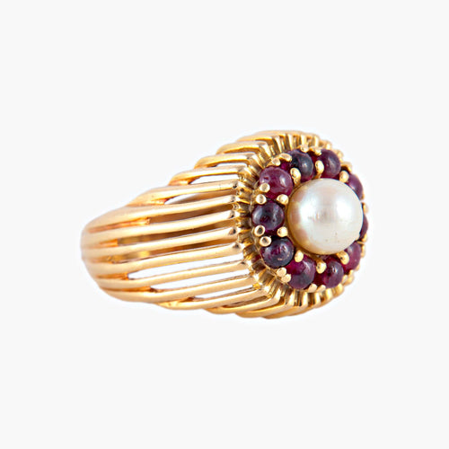 Bague 51 Bague Perle et Grenats 58 Facettes