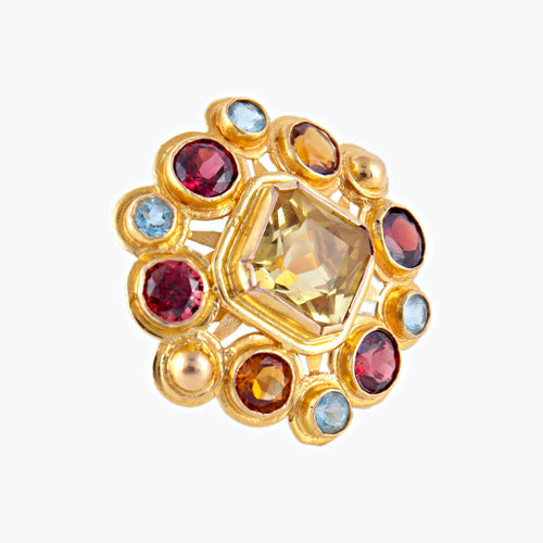 Bague 53 Bague Citrine Topazes Grenats 58 Facettes